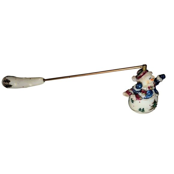 Home Interiors Snowman Christmas Holiday Candle Snuffer Gold-tone Resin 9 in - Picture 1 of 8